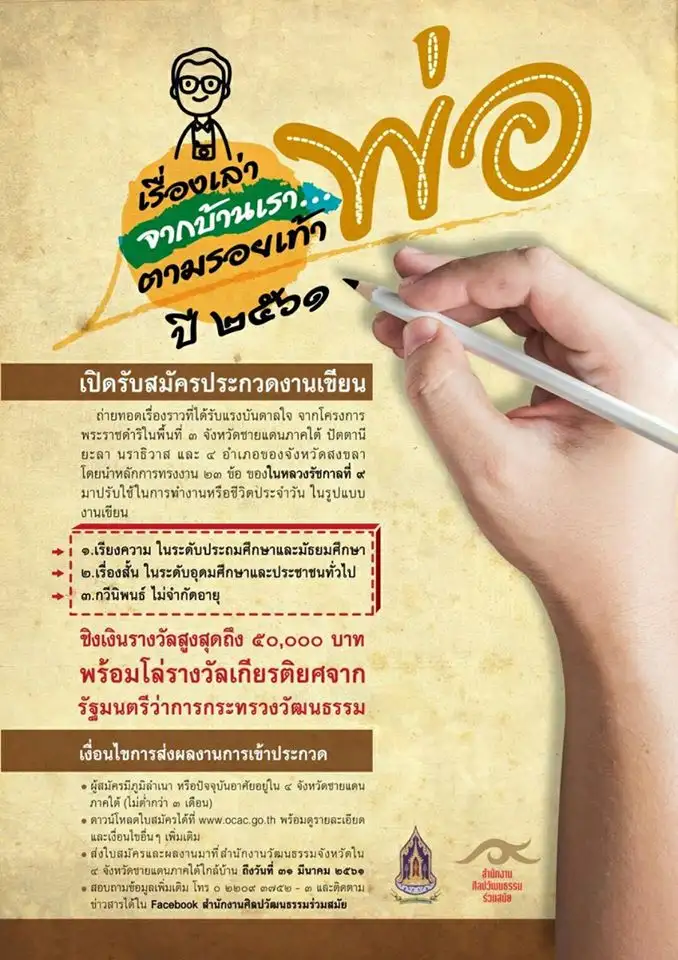 image about ประกวดงานเขียน เรื่องเล่าจากบ้านเรา...ตามรอยเท้าพ่อ