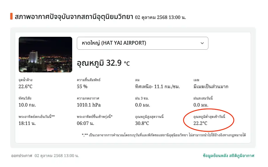 ภาพประกอบเนื้อหา 8 หาดใหญ่ต้อนรับวันใหม่ด้วยอากาศสุดฟิน! อุณหภูมิเย็นฉ่ำ ฟ้าใสไร้เมฆ ถ่ายรูปมุมไหนก็สวยสดใส